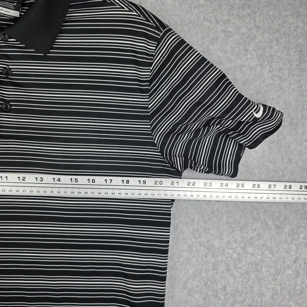 Nike‎ Men's Golf Tour Polo Dri-Fit Performance Black & White Striped Size Medium